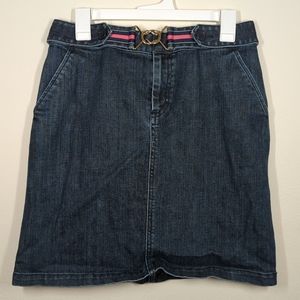 Talbot's Petites Belted Dark Wash Skirt Size 10 Stretch. Distressed